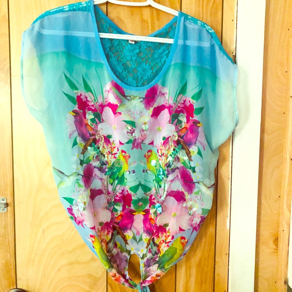 Beautiful summer colorful flowery blouse